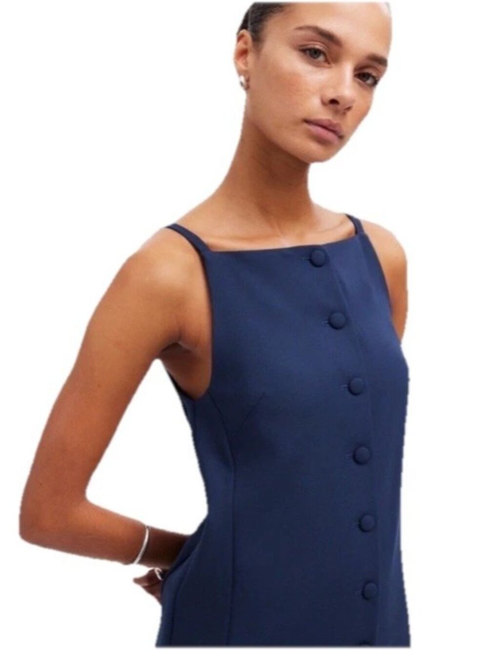Madewell Woman's Sz 12 High-Neck Sleeveless Vest Mini Dress Deep Indigo